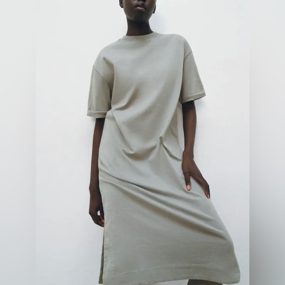 Tshirt Dress Zara Shirt Dress Zara Popular Dress ZARA XS, S, M BELTED  OYSTER WHITE